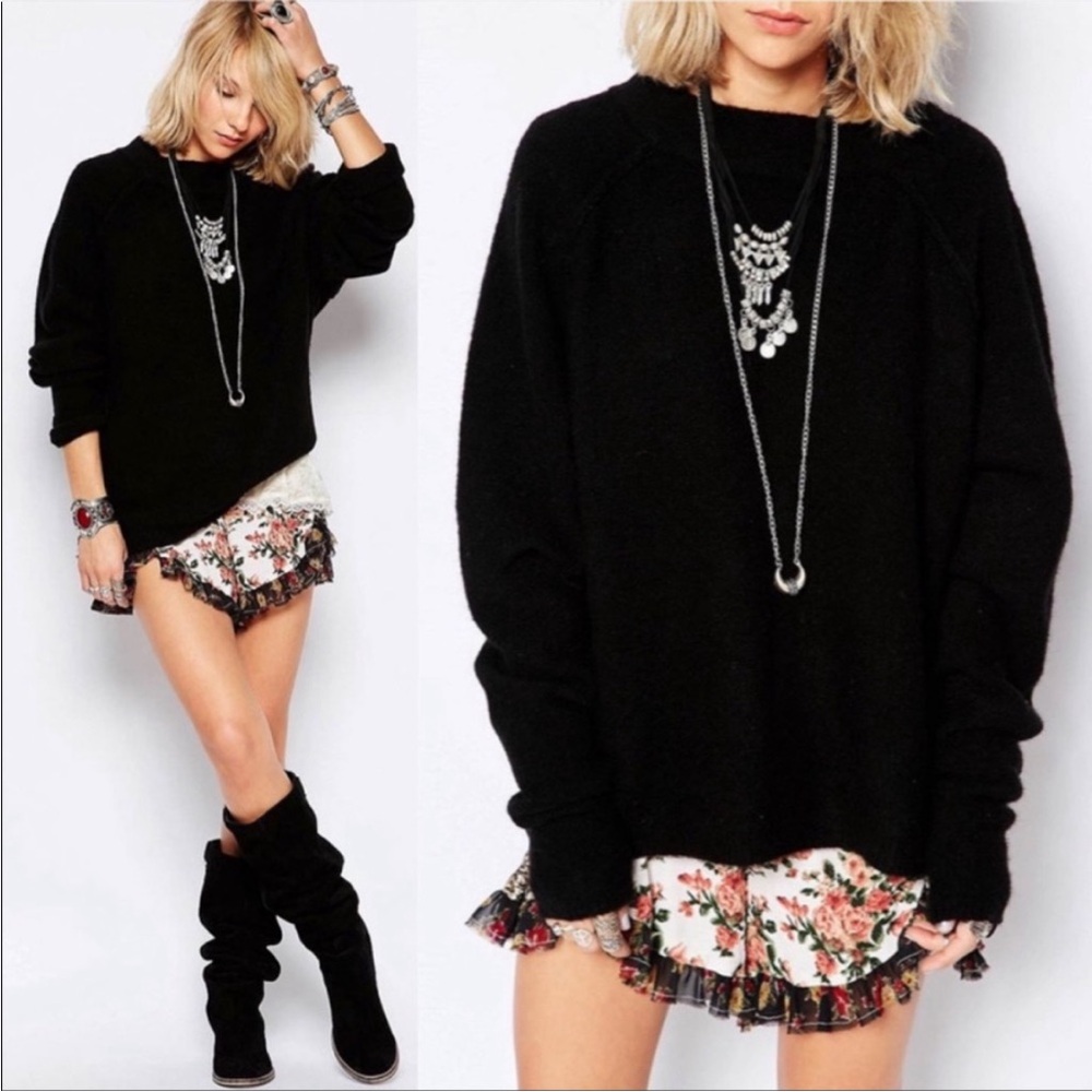 Free People Classic Black Crew Neck Sweater